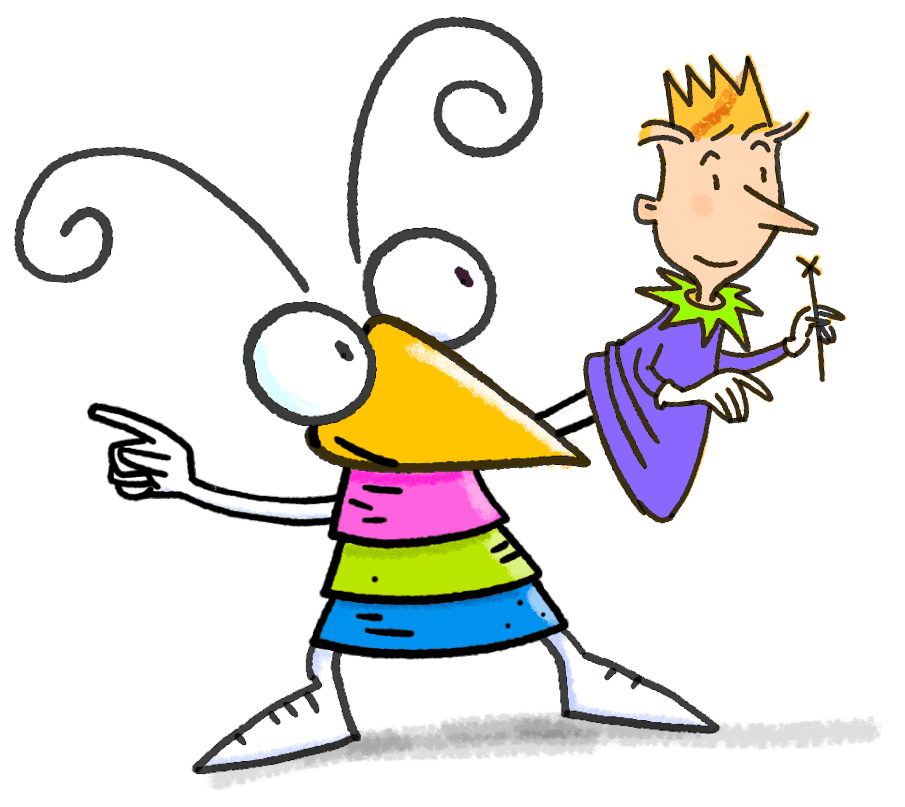 Illustration: Der Frankfurter Floh und ein Prinz mit Zauberstab